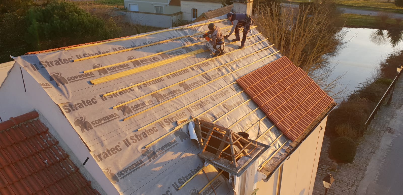 Pose de litonnage avec matériel de sécurité Anti chute